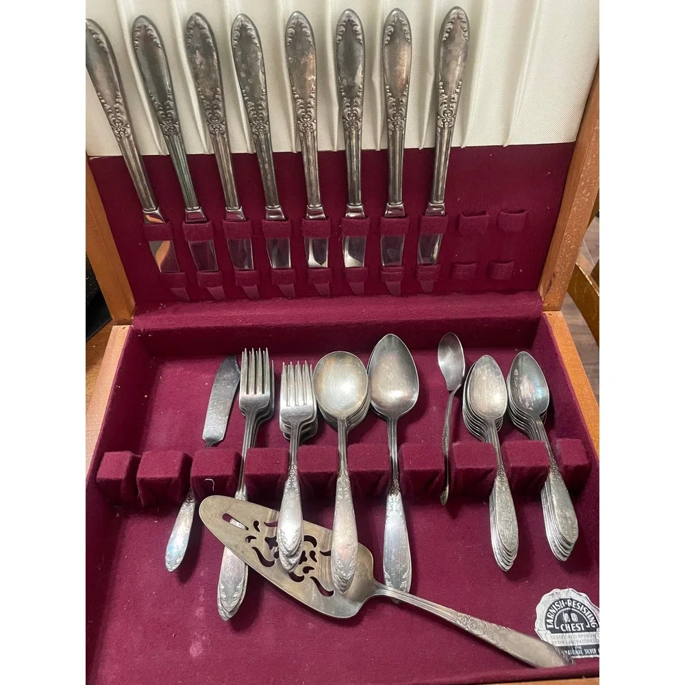 International Silver Co Silverplate Flatware Set King Edwards Design and Box